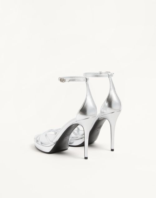 Valentino Garavani - Eveninglam Platform Sandal In Laminated Nappa 120mm - Silver - Woman - Sandals