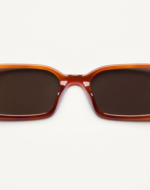 Valentino - Rectangular Acetate Eyewear - Ivory/black/brown - Unisex - Eyewear