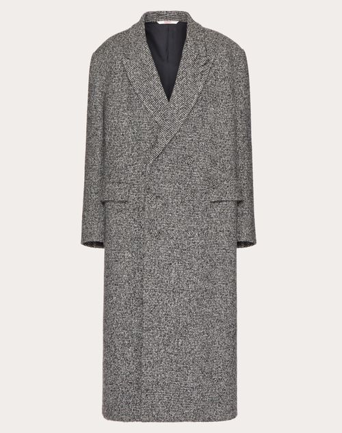 Valentino - Double-breasted Coat In Technical-wool Tweed And Cashmere - Grey - Man - Coats And Blazers