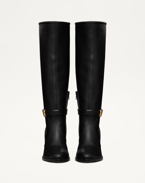 Vlogo Signature Calfskin Boot 75mm for Woman in Black Vlogo Signature Calfskin Boot 75mm for Woman in Black