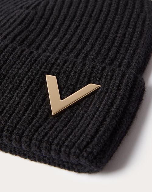 Valentino Garavani - Valentino Cashmere Beanie - Black - Woman - Hats And Gloves