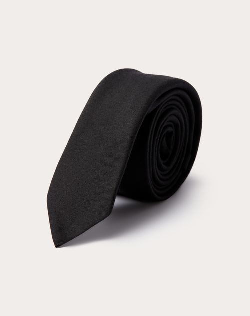 Valentino Garavani - Valentie Tie In Wool And Silk - Black - Man - Ties