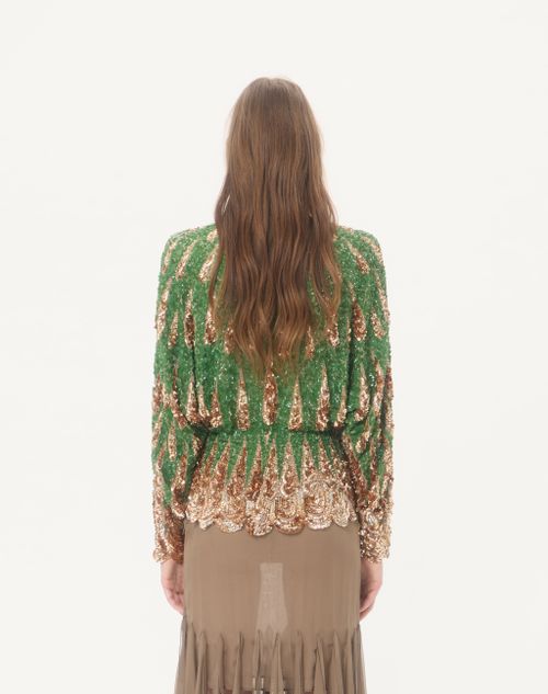 Valentino - Embroidered Chiffon Top - Green/multicolour - Woman - Shirts & Tops