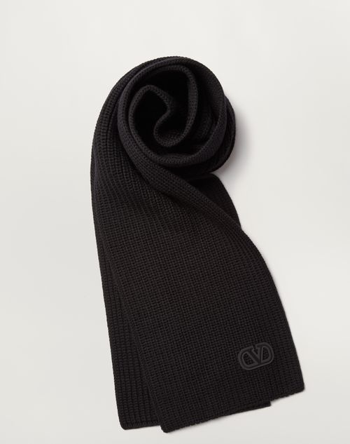 Valentino Garavani - Vlogo Signature Wool Scarf - Black - Man - Soft Accessories