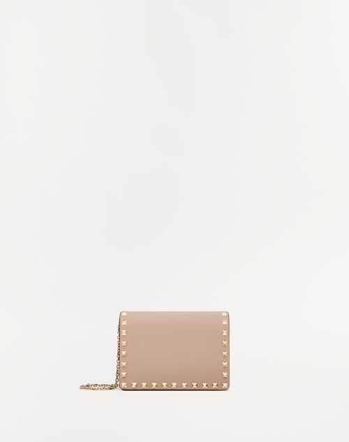 Valentino Garavani - Pochette À Bandoulière Chaîne Rockstud En Veau - Poudre - Femme - Pochettes