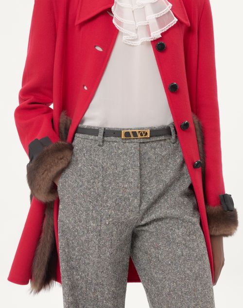 Valentino Garavani - Vlogo Signature Belt In Shiny Calfskin 15 Mm - Black - Woman - Belts - Accessories