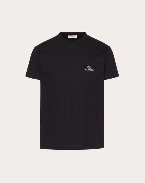 Valentino - Vlogo Valentino Print Cotton T-shirt - Black - Man - T-shirts
