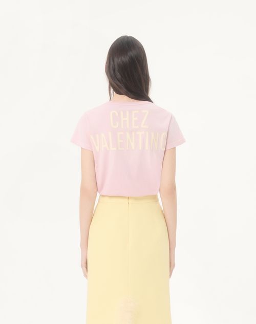 Valentino - Bedrucktes T-shirt Aus Baumwolle - Rosa - Frau - T-shirts & Sweatshirts