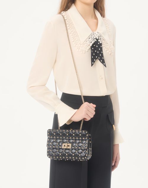 Valentino Garavani - Small Nappa Rockstud Spike Bag - Black - Woman - Shoulder Bags