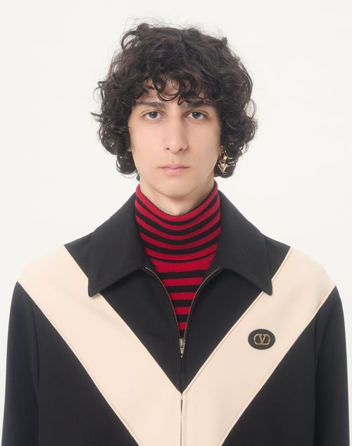 Valentino - Valentino Nylon Gabardine Jacket With Inlaid V And Vlogo Patch - Black - Man - Outerwear