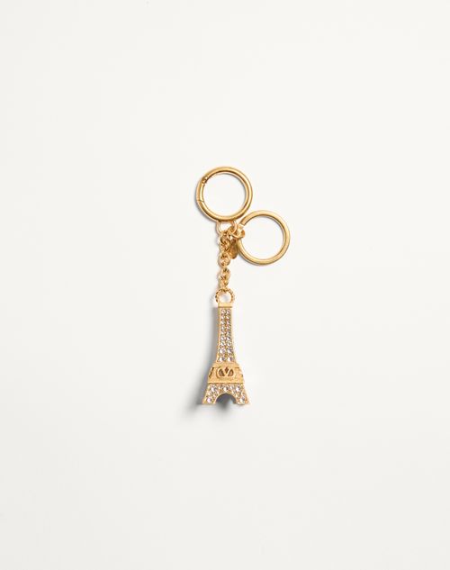 Valentino Garavani - Chez Valentino Bag Charm With Key Ring In Metal, Enamel, And Crystals - Antique Brass - Woman - Shelf - W Acc - Keyrings And Bag Charms