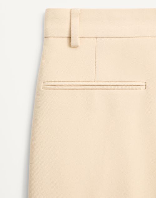 Valentino - Wool Gabardine Pants With Turn-ups - Butter - Man - Pants And Shorts
