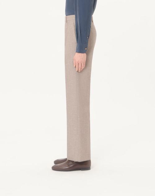 Valentino - Valentino Boutonné Wool Trousers - Light Grey - Man - Trousers And Shorts