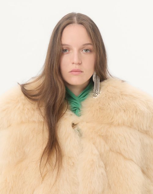 Valentino - Goat Cashmere Cape - Champagne - Woman - Coats And Outerwear