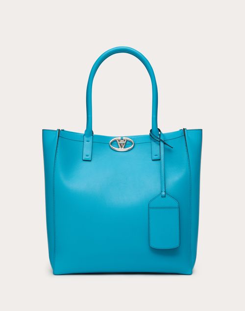 Valentino Garavani - Borsa Shopping Media Vlogo Locker In Pelle - Sky Blue - Uomo - Borse