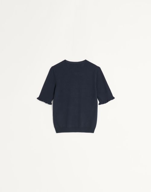 Valentino - Embroidered Wool Top - Night/cream - Woman - Knitwear