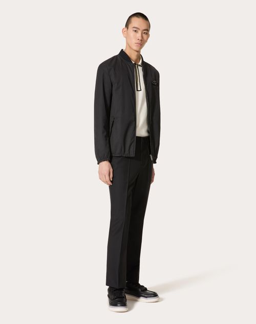 Valentino - Veste En Nylon Avec Écusson En Cuir Et Vlogo Signature - Noir - Homme - Prêt-à-porter