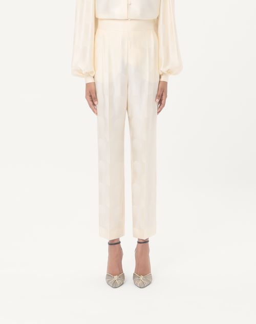 Valentino - Pantalon Rayé À Pois En Jacquard Plus De Pois - Ivoire - Femme - Shorts Et Pantalons