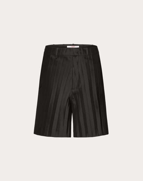 Valentino - Bermuda Plissé En Nylon - Noir - Homme - Shorts Et Pantalons