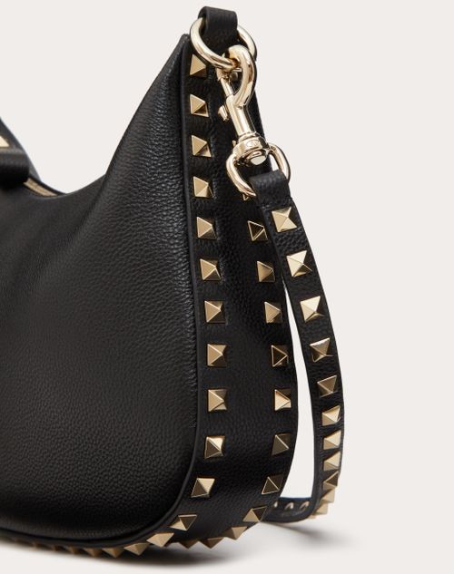 Valentino Garavani Mini Vlogo Signature Grainy Calfskin Hobo Bag Woman Black Onesize