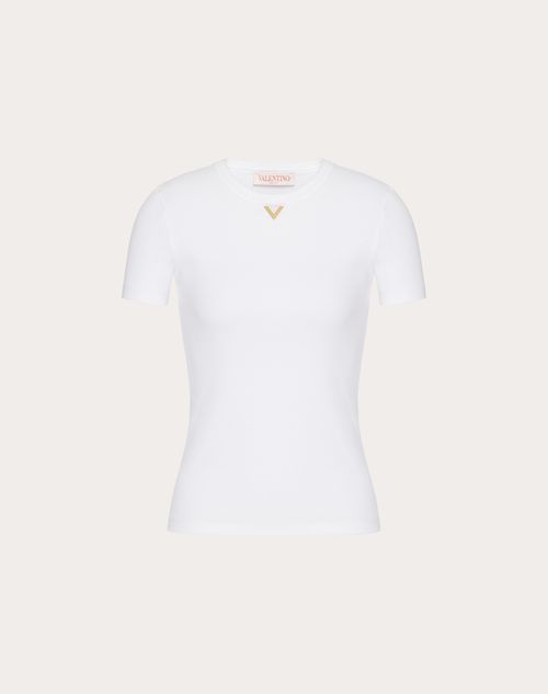 Valentino - Ribbed Cotton T-shirt - White - Woman - Gifts For Her