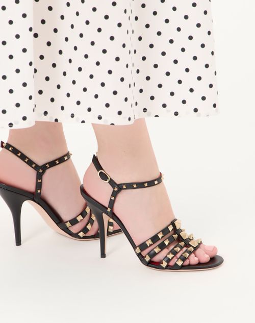 Valentino Garavani - Rockstud Kidskin Sandal 100mm - Black - Woman - Sandals