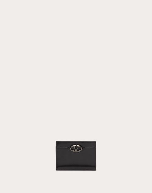 Valentino Garavani - The Bold Edition Cardholder In Shiny Calfskin - Black - Woman - Wallets And Small Leather Goods