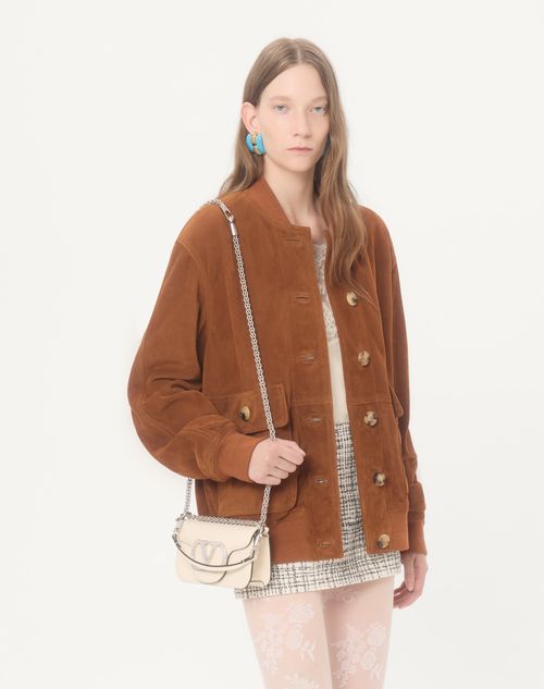 Valentino Garavani - Valentino Garavani Locò Small Shoulder Bag With Jewel Logo - Ivory - Woman - Shoulder Bags