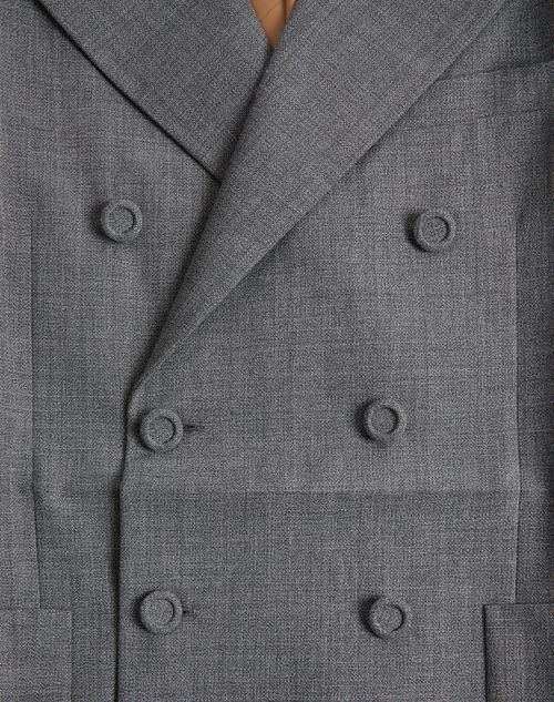 Valentino - Valentino Double-breasted Jacket In Mouliné Wool With Pressed Crease - Black/gray - Man - Coats And Blazers