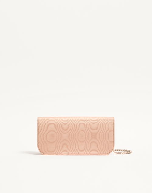 Valentino Garavani - Valentino Garavani Locò Moiré Fabric Clutch With Jewel Logo - Pink - Woman - Shoulder Bags