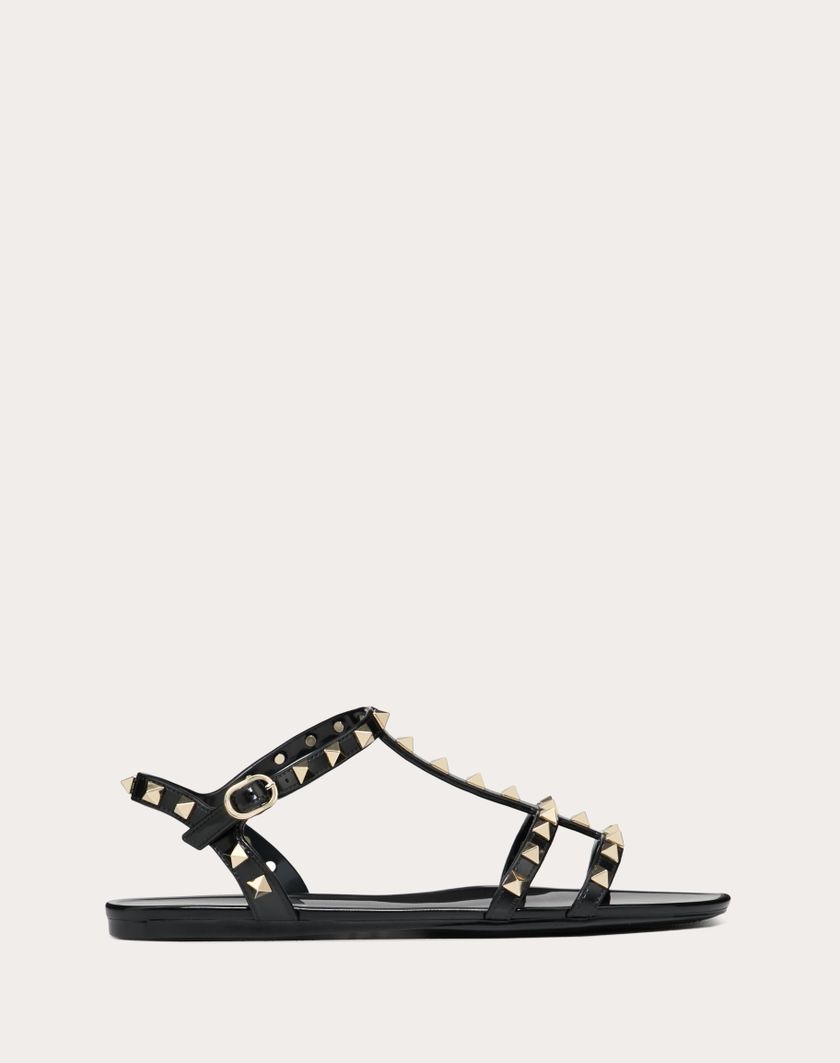 Valentino Handbags Sandalo Basso Rockstud In Gomma per Donna in Nero | Valentino IT