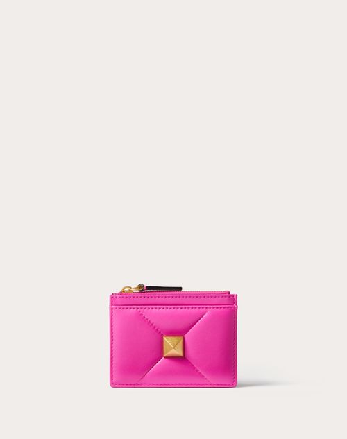 Valentino Garavani - Roman Stud Nappa Leather Coin Purse With Zipper - Pink Pp - Woman - Wallets And Small Leather Goods