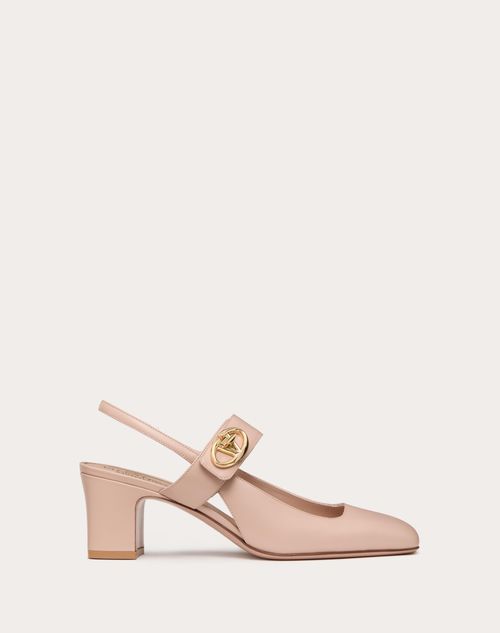 Valentino Garavani - Vlogo Locker Mary-jane Slingback Pumps In Calfskin 60mm - Beige Rose - Woman - Shoes