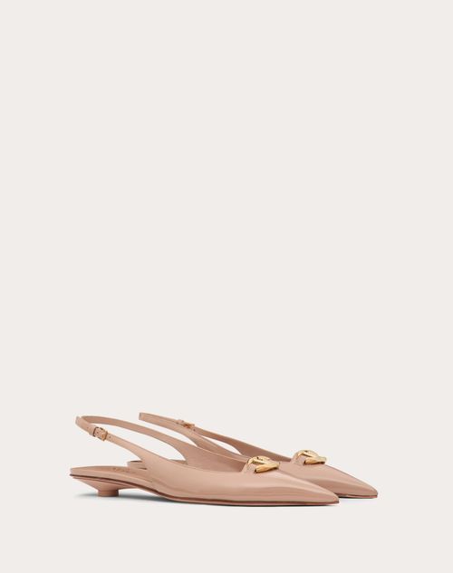 Valentino Garavani - The Bold Edition Vlogo Slingback Ballerina In Patent Leather 20mm - Beige Rose - Woman - Shoes