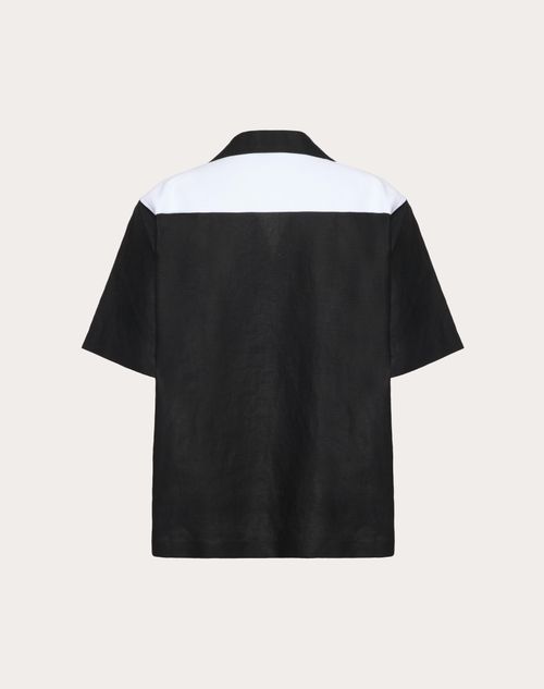 Valentino - Linen Bowling Shirt - Black - Man - Shirts