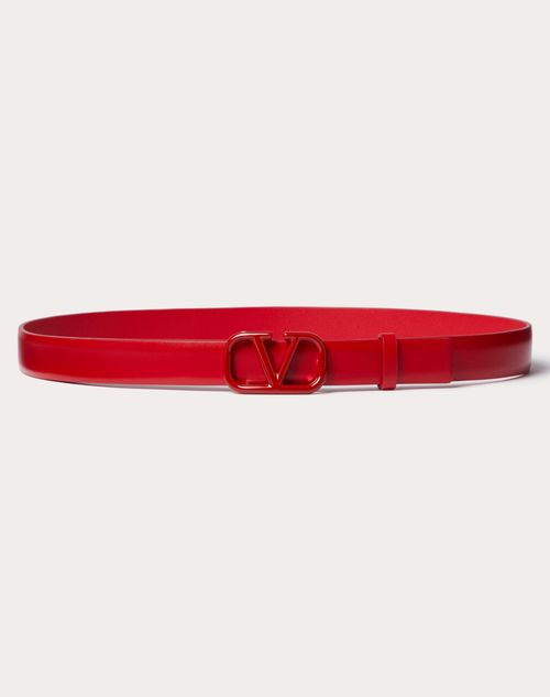 Valentino Garavani - Vlogo Signature Belt In Shiny Calfskin 20mm - Rouge Pur - Woman - Belts