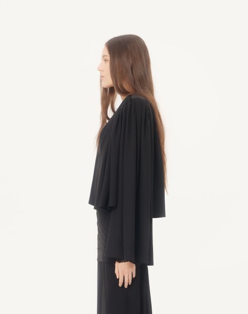 Valentino - Satin Sablé Jacket With Gathered Detail - Black - Woman - Jackets And Blazers