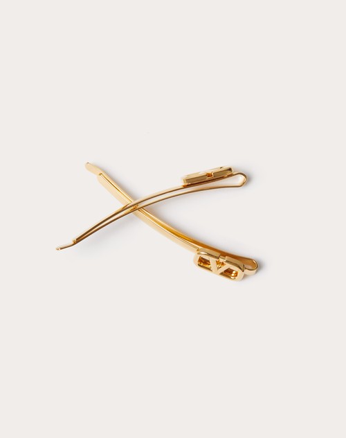 Valentino Garavani VLogo crystal-embellished hair clips - Gold