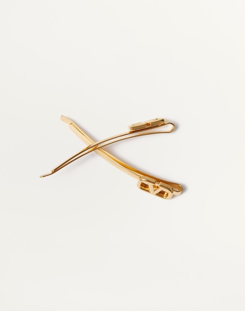 Valentino Garavani VLogo crystal-embellished hair clips - Gold