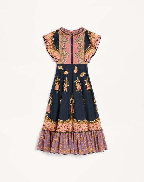 Valentino - Midi Dress In Mussola Cotone Mix Stampe - Multicolor - Woman - Dresses