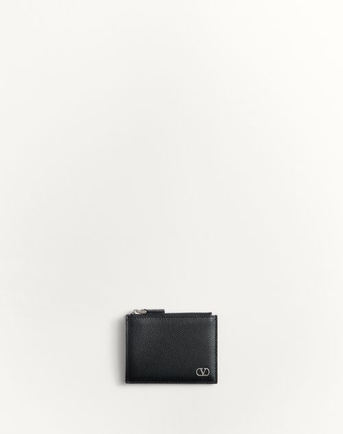 Valentino Garavani - Vlogo Signature Grainy Calfskin Card Holder - Black - Man - Accessories