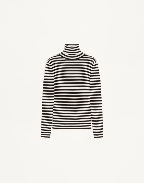 Valentino - Striped Wool Sweater - Ivory/black - Woman - Shelf 1 - Wrtw Ss26 Pre - W1