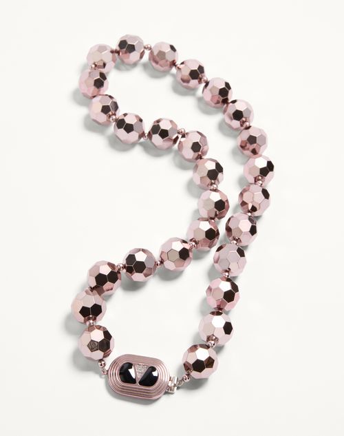 Valentino Garavani - Ovalette Necklace In Resin, Enamel, Metal And Swarovski® Crystals - Pink/black - Woman - Shelf - W Acc - High Jewelry