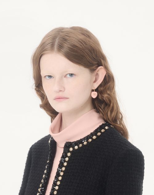 Valentino Garavani - Coeur Royal Metal And Enamel Earrings - Gold/pink - Woman - Jewellery