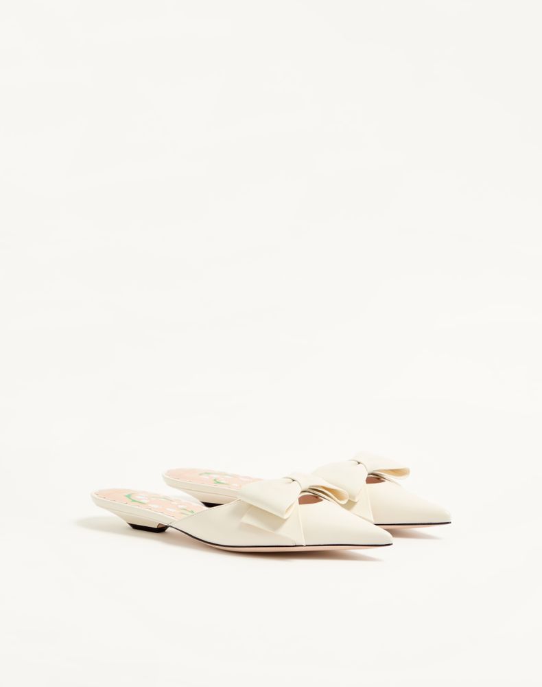 Valentino Garavani Bowow Kidskin Mule 20Mm Woman Ivory 37.5