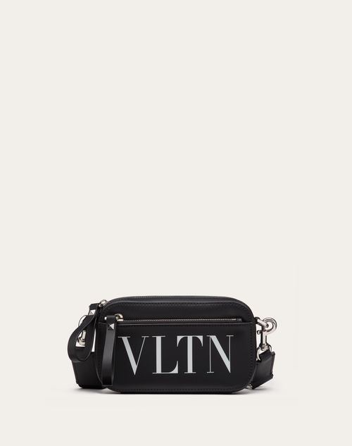 Valentino Garavani - Small Vltn Leather Crossbody Bag - Black/white - Man - Shoulder Bags