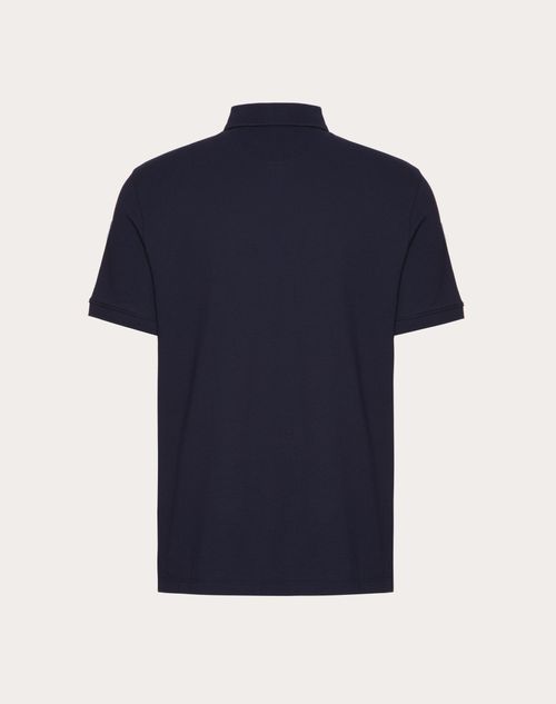 Valentino - Poloshirt Aus Baumwoll-piqué Mit Vlogo Signature-applikation - Marineblau - Mann - T-shirts & Sweatshirts