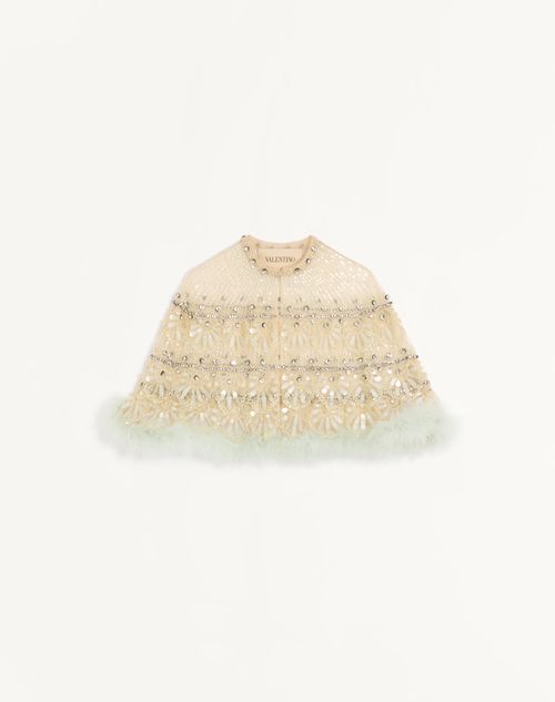 Valentino - Cape En Tulle Illusione Brodée - Multicolor - Femme - Vestes Et Manteaux