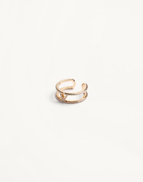 Valentino Garavani - Valentino Vlogo Signature Rhinestone Ring In Metal And Swarovski® Crystals - Gold/crystal - Woman - Jewellery
