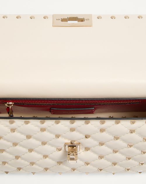 Valentino Garavani - Medium Nappa Rockstud Spike Bag - Light Ivory - Woman - Shoulder Bags